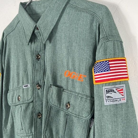 🔥🔥 TYNDALE FR Thick Heavy LS Button Down Shirt - Green - XL Reg - PERFECT - Picture 4 of 11